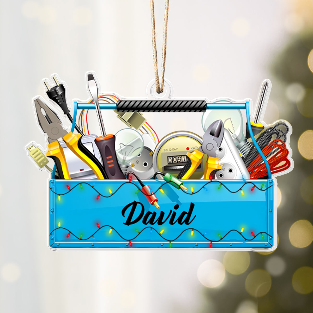 Shineful Personalized 2D Acrylic Ornament - Electrician's Toolbox