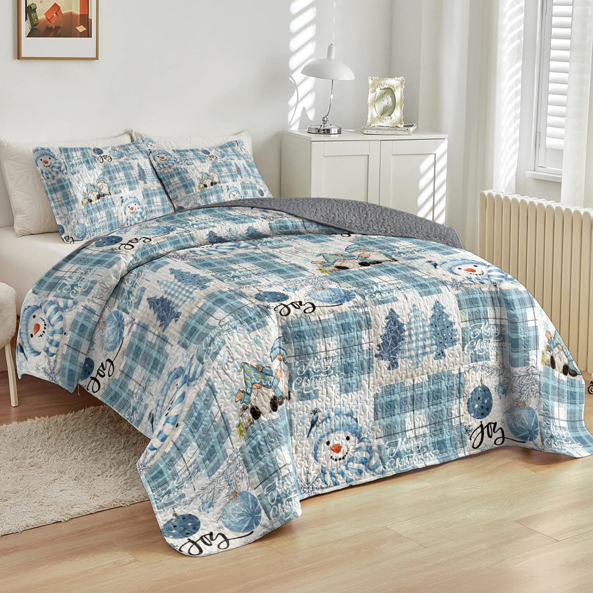 Shineful All Season Quilt 3-teiliges Set Schneemann &amp; Blue Joy Weihnachten