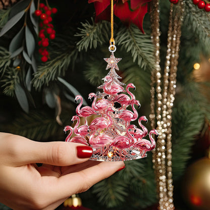 Shineful 2D Acrylic Ornament Pink Flamingo Holiday