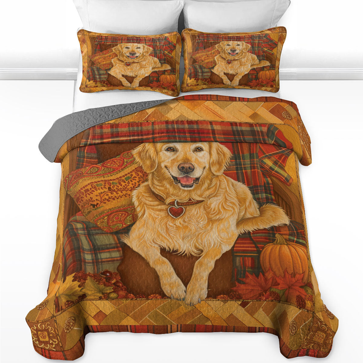 Shineful All Season Quilt 3-Piece Set Autumn Glow Retriever