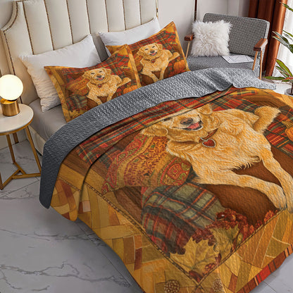 Shineful All Season Quilt 3-Piece Set Autumn Glow Retriever