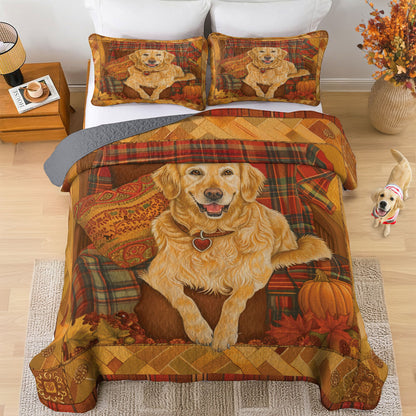 Shineful All Season Quilt 3-Piece Set Autumn Glow Retriever