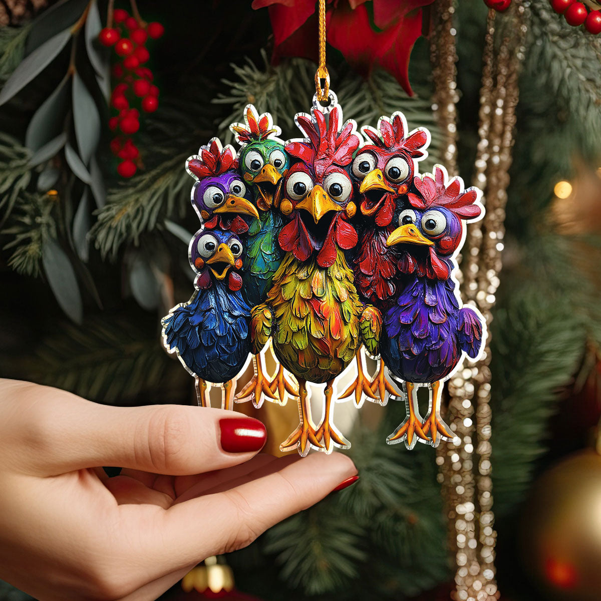 Shineful 2D Acrylic Ornament - Funky Feathered Friend