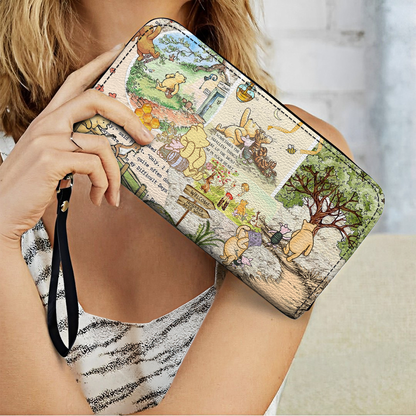 Shineful Leather Clutch Purse With Wristlet Strap Handle Forest Dreams