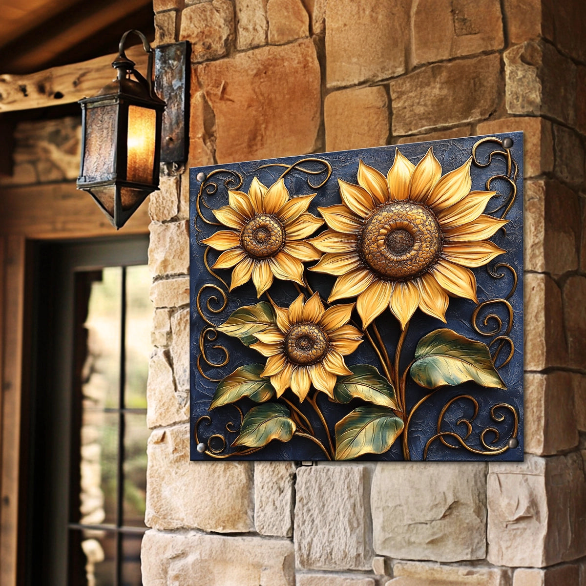 Shineful 2D Metal Sign Golden Sunflower Garden