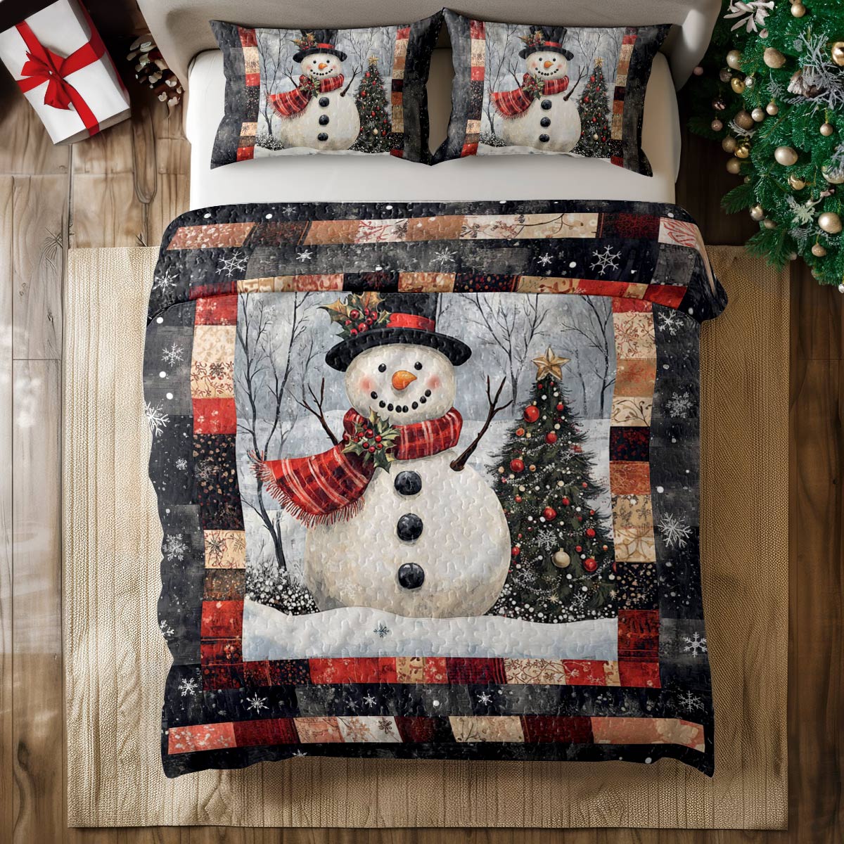 Shineful All Season Quilt 3-teiliges Set Jolly Snowman 