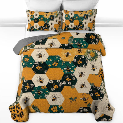 Shineful All Season Quilt 3-Piece Set - Honeycomb Haven