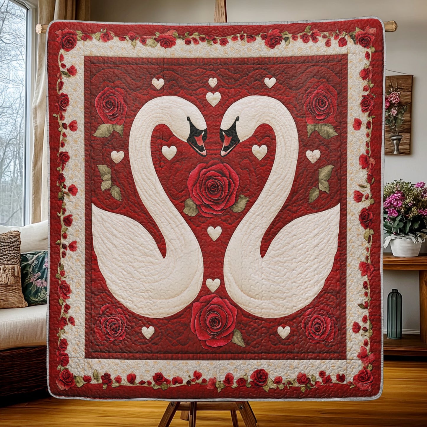 Shineful Flat Print Faux Quilt Blanket Love's Nest