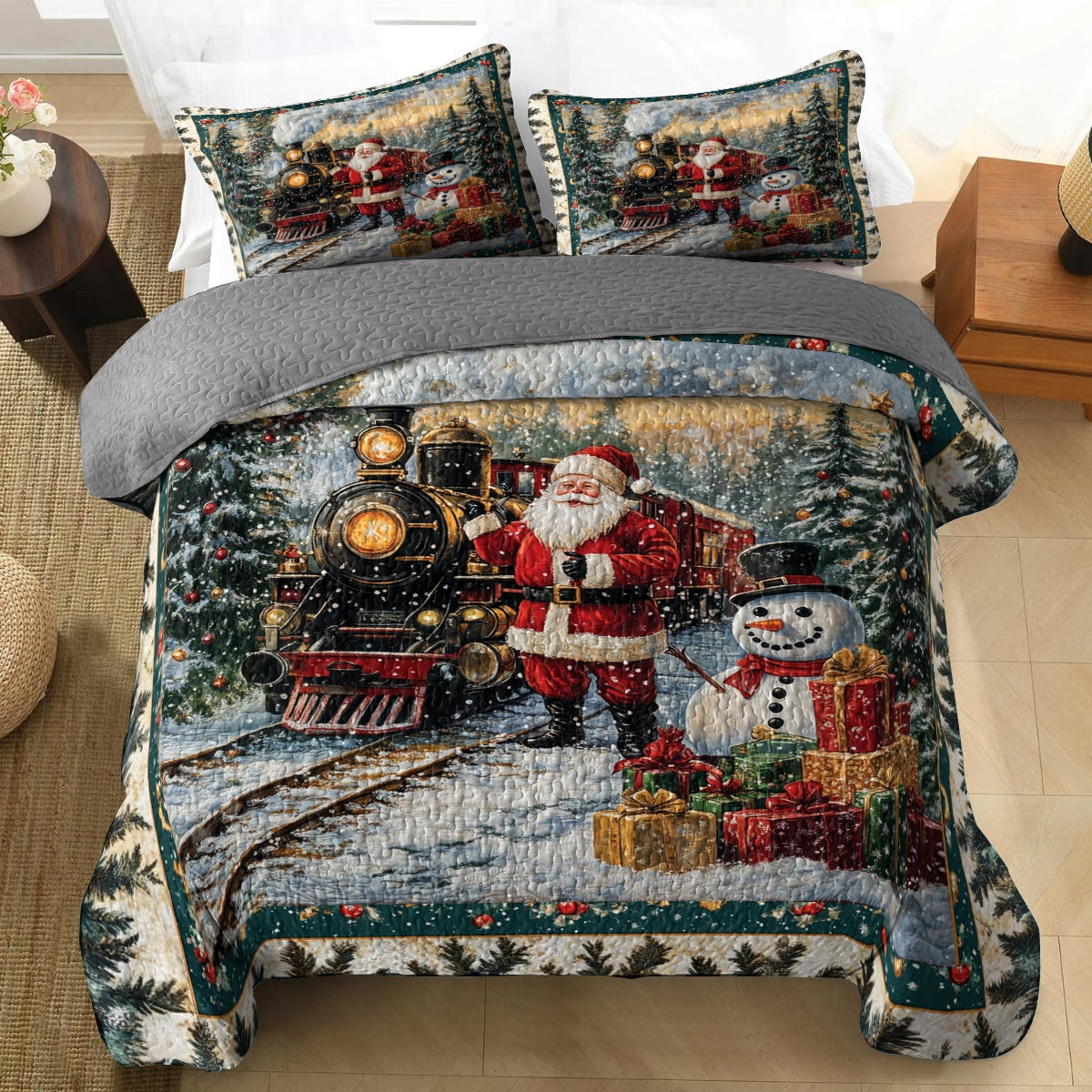 Shineful All Season Quilt 3-Piece Set - Santa’s Festive Journey