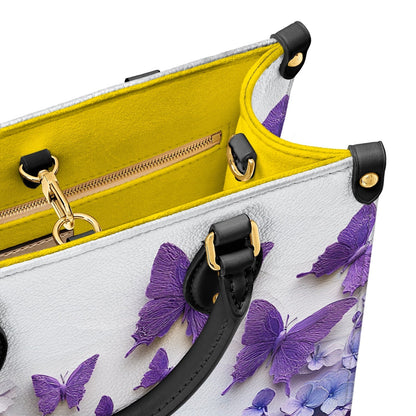 Shineful Leather Bag Personalized Purple Blossom Wings