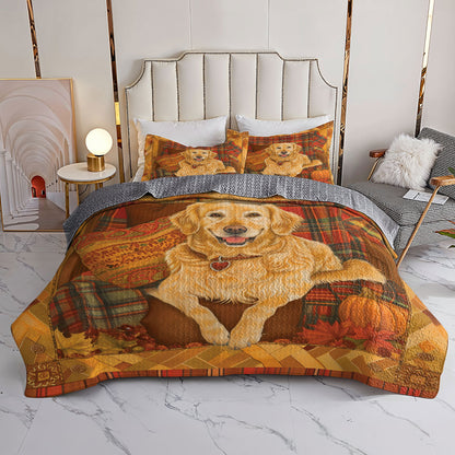 Shineful All Season Quilt 3-Piece Set Autumn Glow Retriever