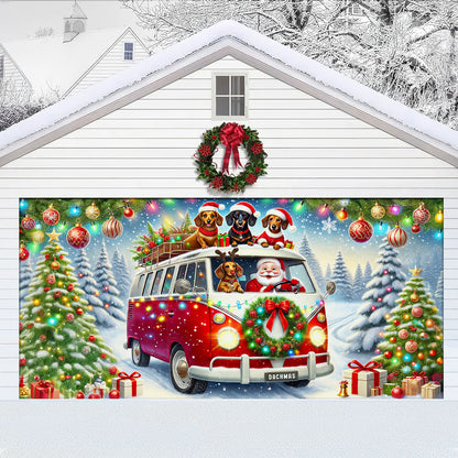 Shineful Garage Door Banner Decoration Playful Dachshund Travel