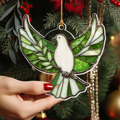 Shineful 2D Acrylic Ornament - Dove And Olive Branch