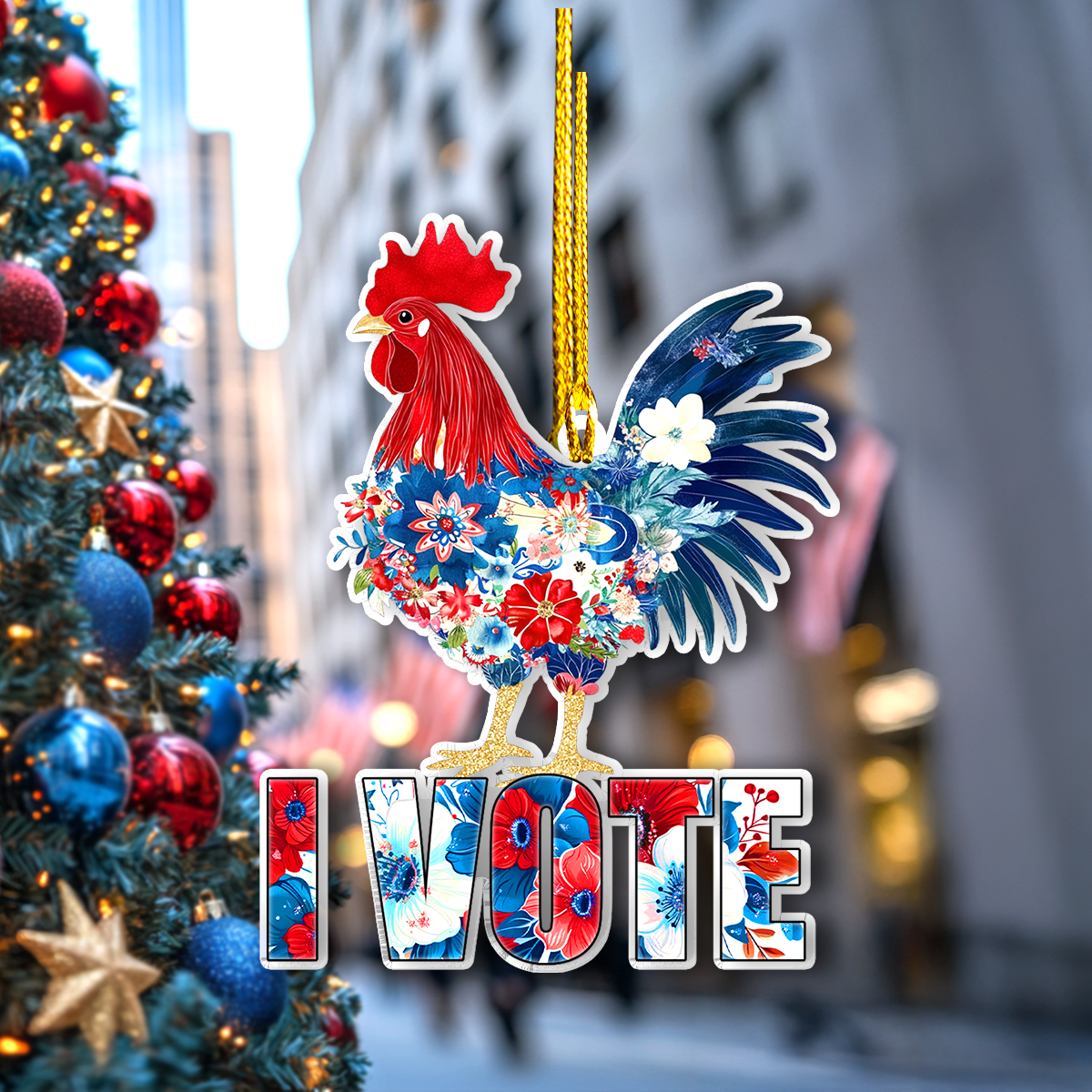 Shineful Personalized 2D Acrylic Ornament America Rooster