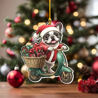 Shineful Acrylic Ornament Scooter Santa Frenchie