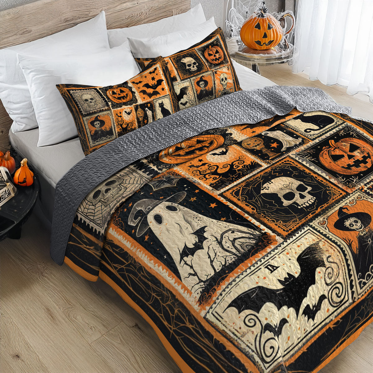 Ensemble de courtepointe toutes saisons Shineful 3 pièces Mystic Halloween Charm