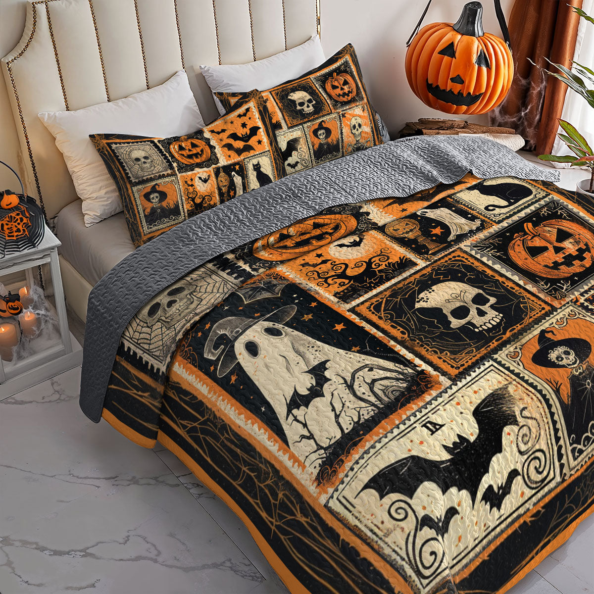 Ensemble de courtepointe toutes saisons Shineful 3 pièces Mystic Halloween Charm