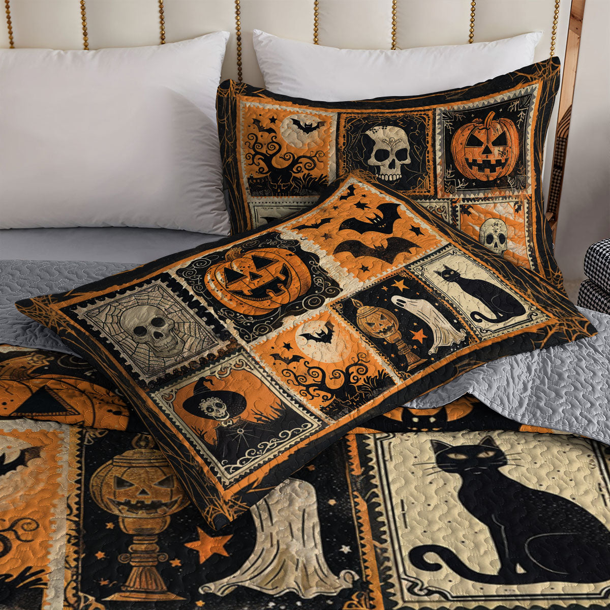 Ensemble de courtepointe toutes saisons Shineful 3 pièces Mystic Halloween Charm