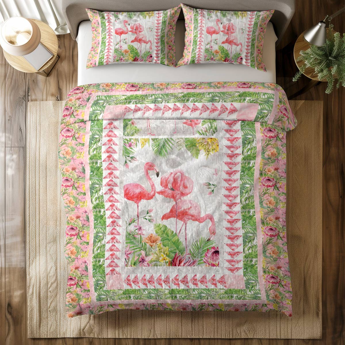 Shineful All Season Quilt 3-Piece Set Flamingo Fever