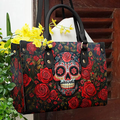 Shineful Leather Bag Roses & Sugar Skull Elegance