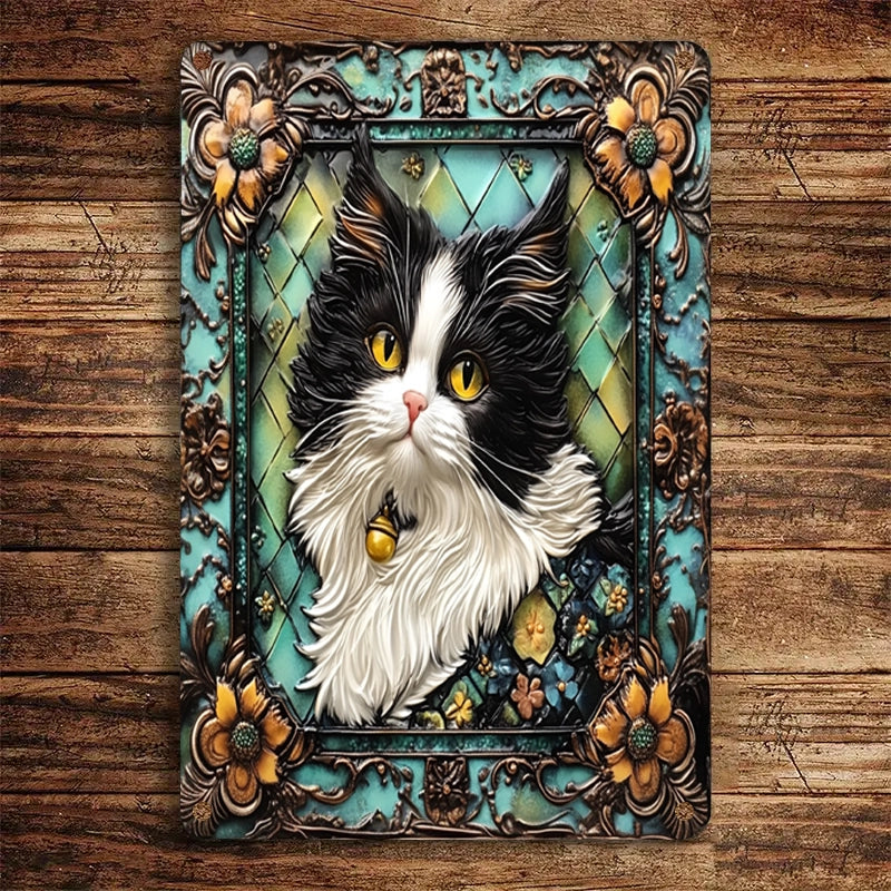 Shineful 2D Metal Sign Regal Feline Charm