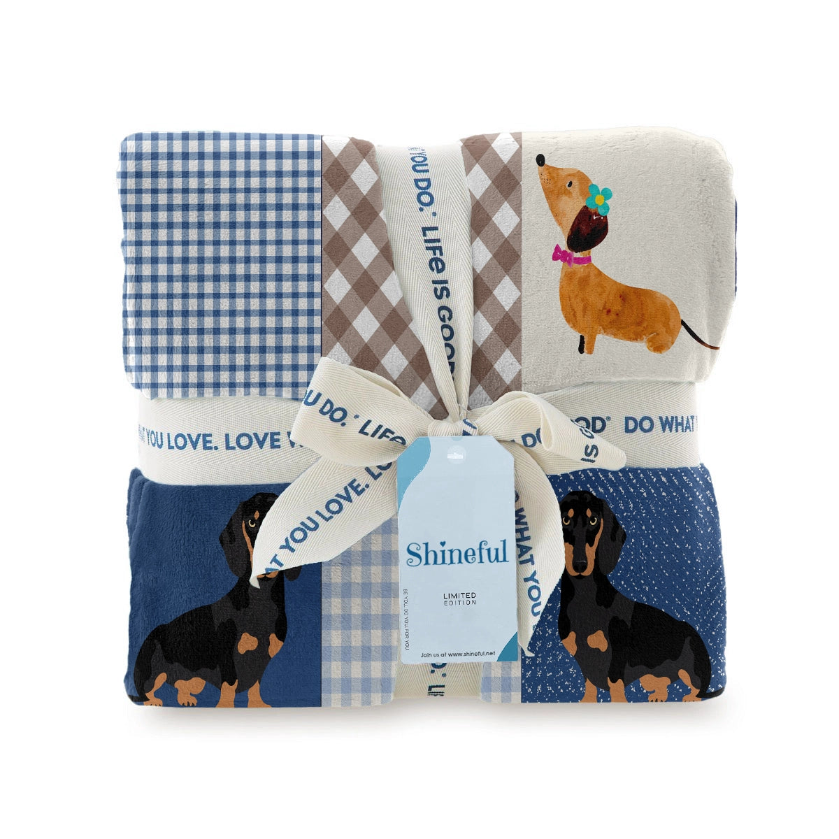 Shineful Fleece Blanket Chic Dachshund Block