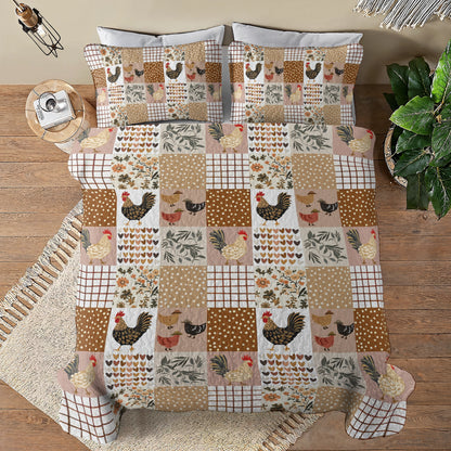 Shineful All Season Quilt 3-Piece Set Country Chicken Patchwork