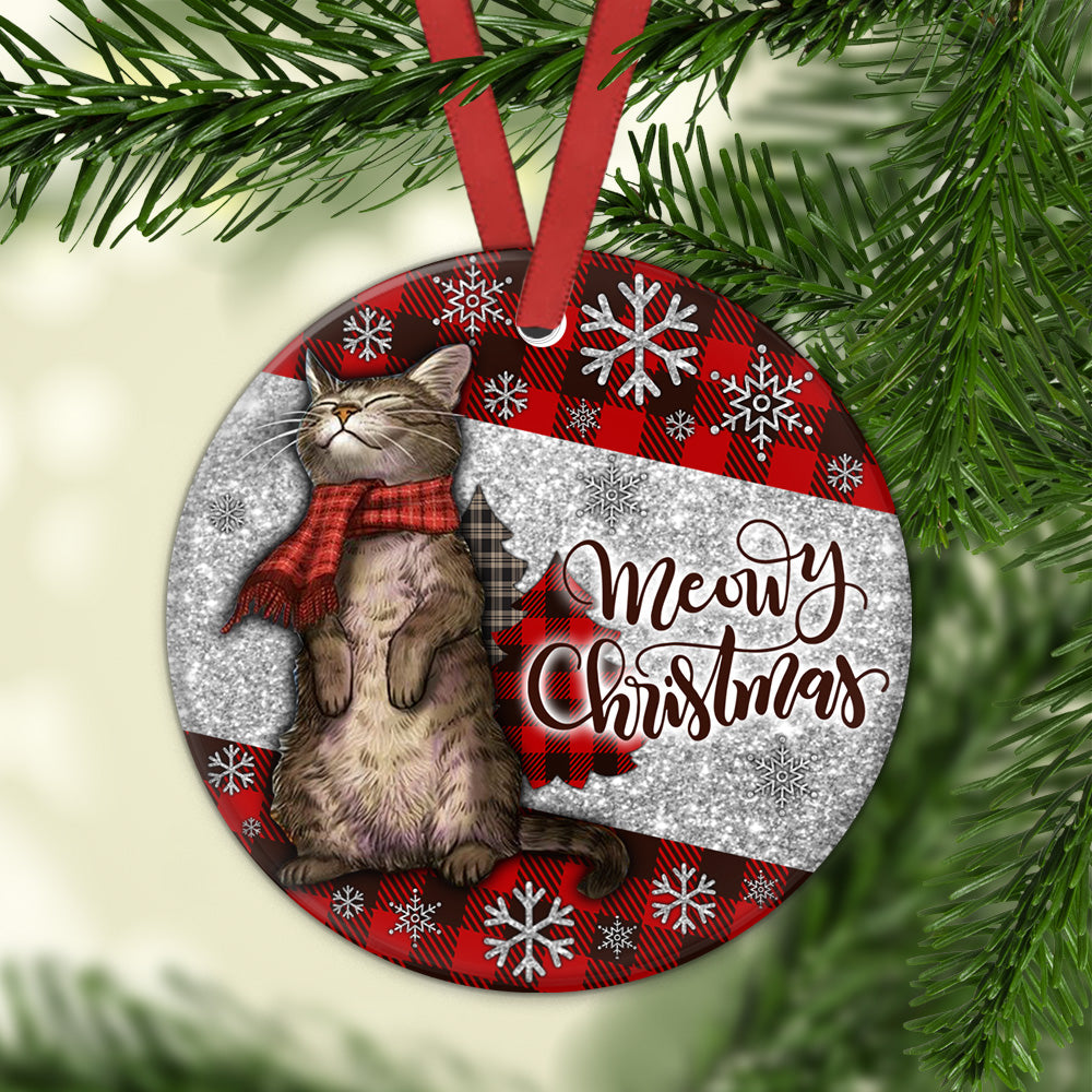 Cat Christmas Art Lovely Style - Circle Ornament