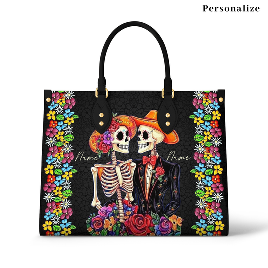 Glänzende Ledertasche Vibrant Skull Romance