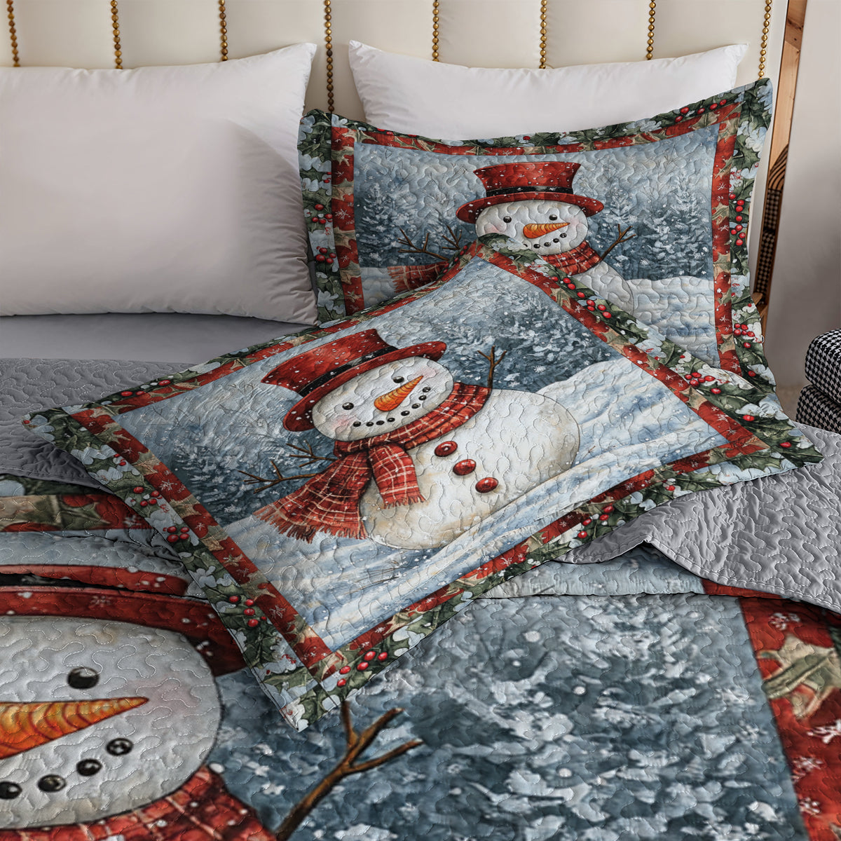 Shineful All Season Quilt 3-Piece Set Frosty Snowman