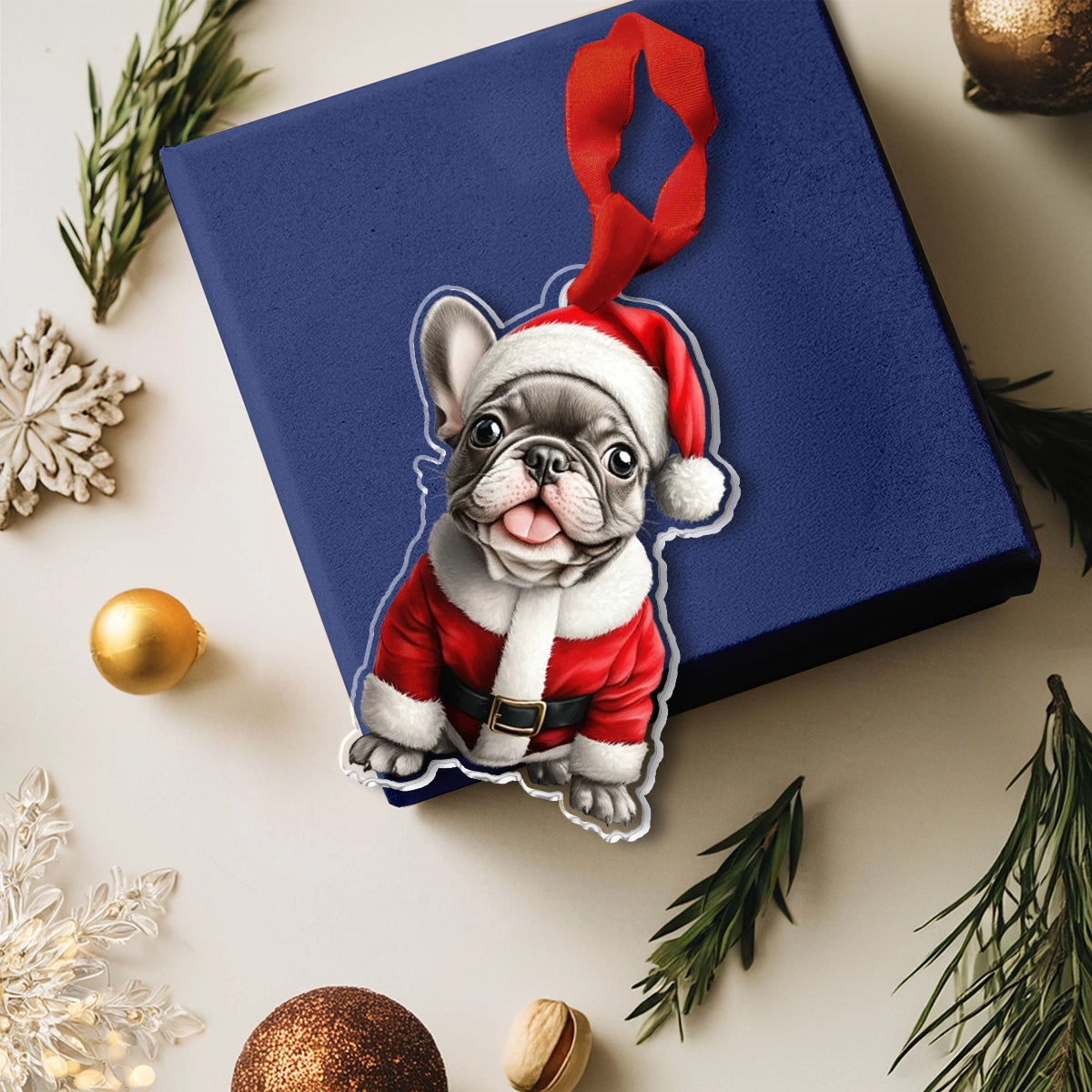 Shineful Acrylic Ornament Santa Frenchie