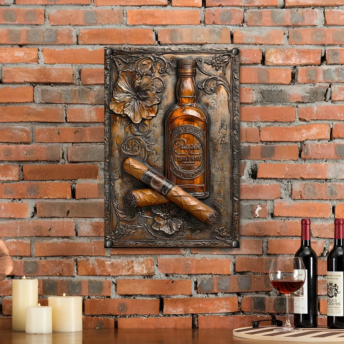 Shineful 2D Metal Sign Vintage Whiskey & Cigar