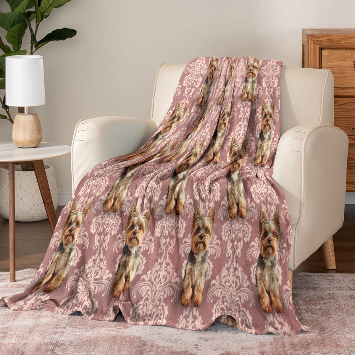 Shineful Fleece Blanket Elegant Yorkie Bliss