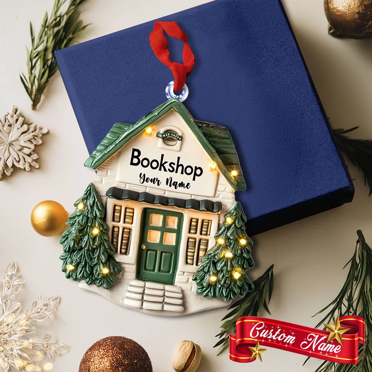 Shineful 2D Acrylic Ornament Personalized Bookstore