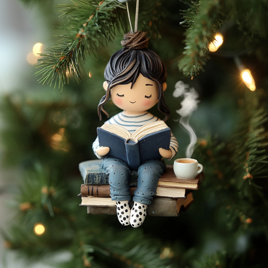 Shineful 2D Acrylic Ornament Cozy Reader Christmas