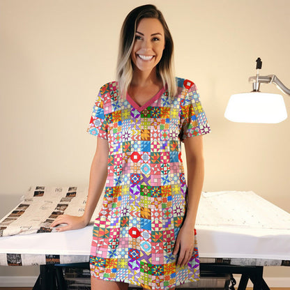 Quilting Shineful® V-Neck Nightshirts Gorgeous Tl10