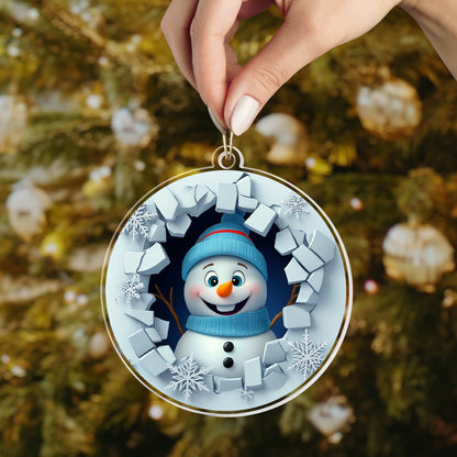 Glänzendes 2D-Ornament aus Acryl – Frosty der Schneemann Weihnachten 