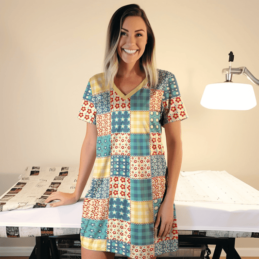 Quilting Shineful® V-Neck Nightshirts Seamless Blocks Kl9