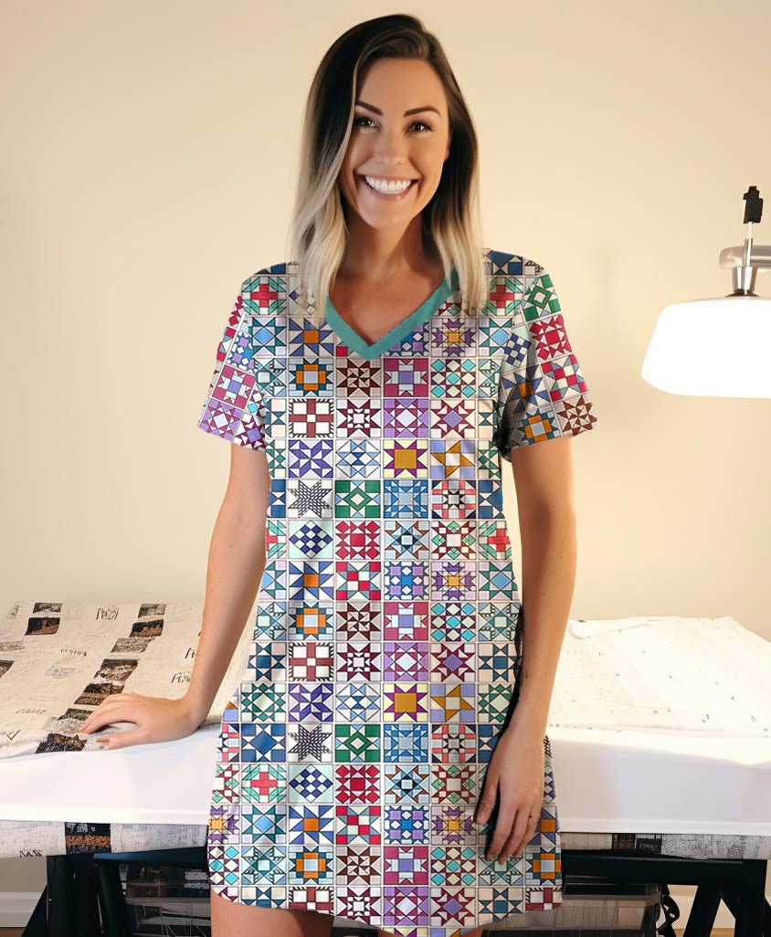 Quilting Shineful® V-Neck Nightshirts Blocks Tl10