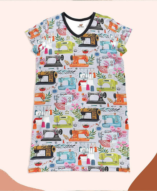 Sewing Shineful® V-Neck Nightshirts Vintage Floral Machines Tn22