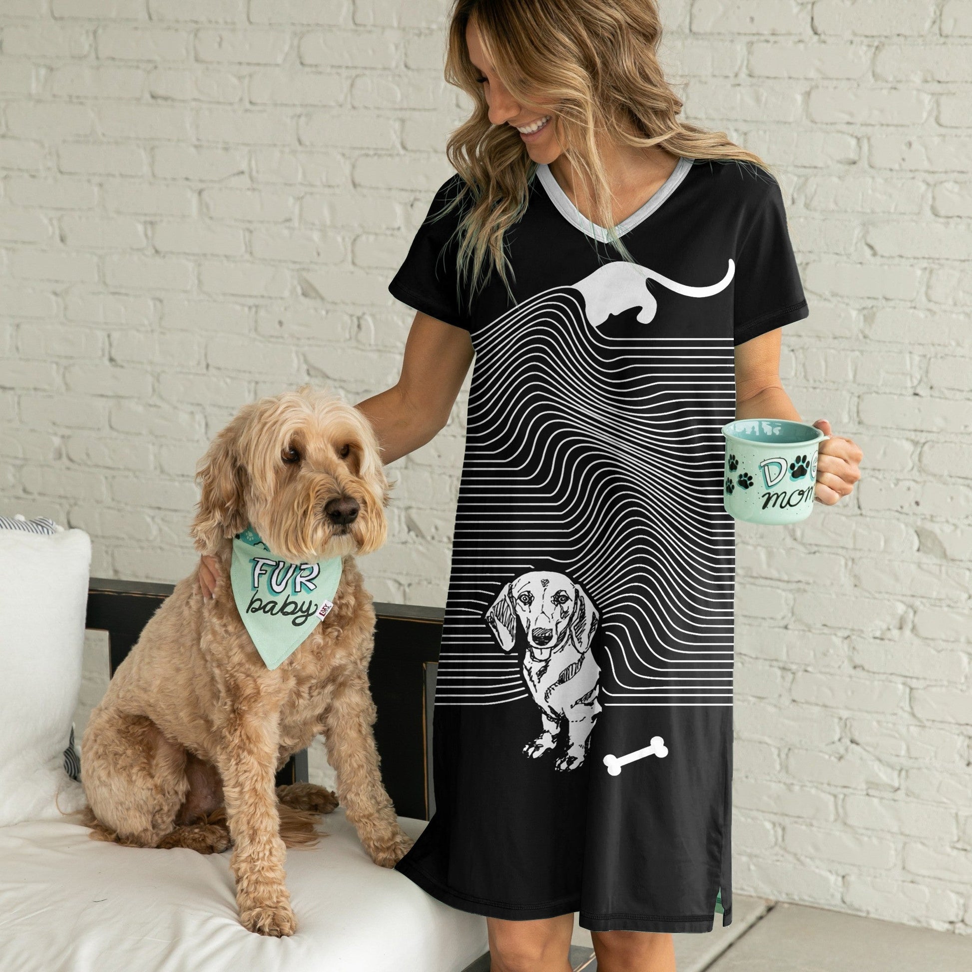 Dachshund Shineful® V-Neck Nightshirts I Love Dachshunds Hg23