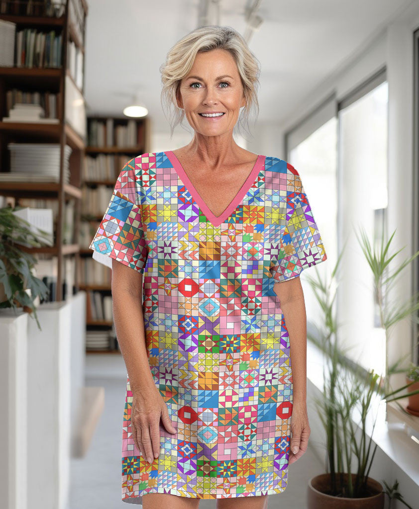 Quilting Shineful® V-Neck Nightshirts Gorgeous Tl10