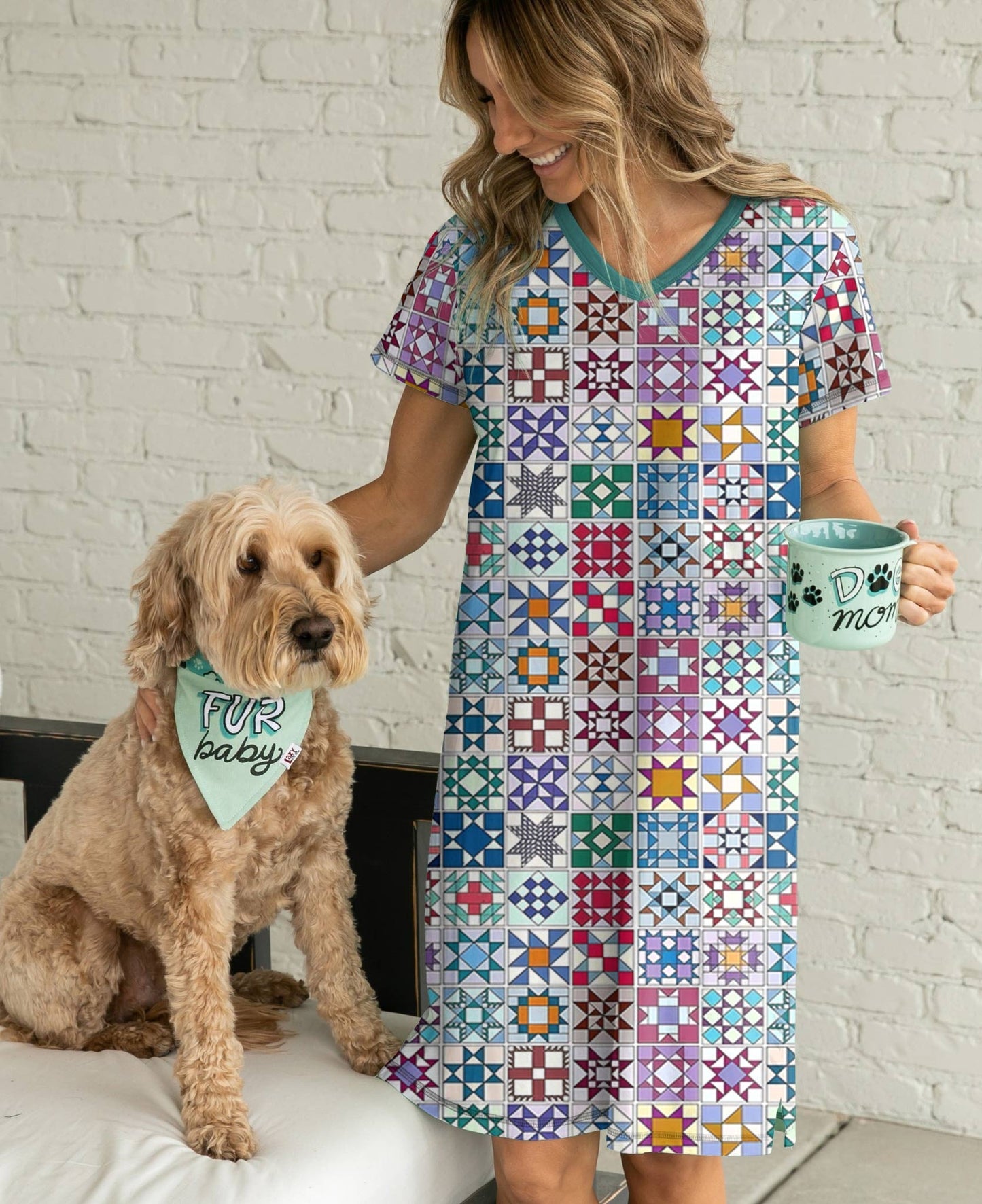 Quilting Shineful® V-Neck Nightshirts Blocks Tl10