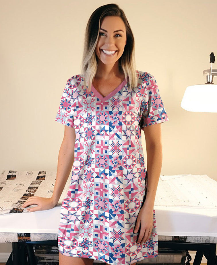 Quilting Shineful® V-Neck Nightshirts Complicated Blocks Tl10