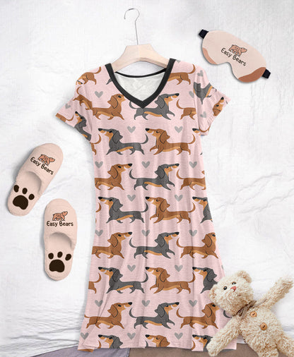 Dachshund Shineful® V-Neck Nightshirts 01 Hg23