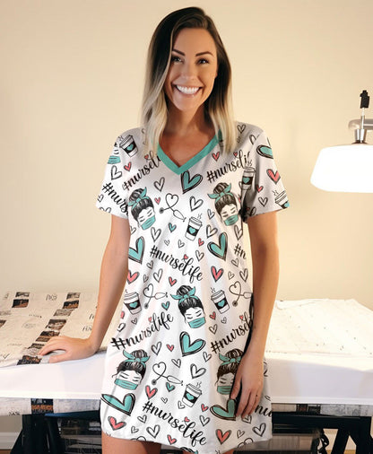 Nurse Pajabears® V-Neck Nightshirts Nurselife Tl10