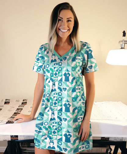 Nurse Pajabears® V-Neck Nightshirts Lovely Tl10