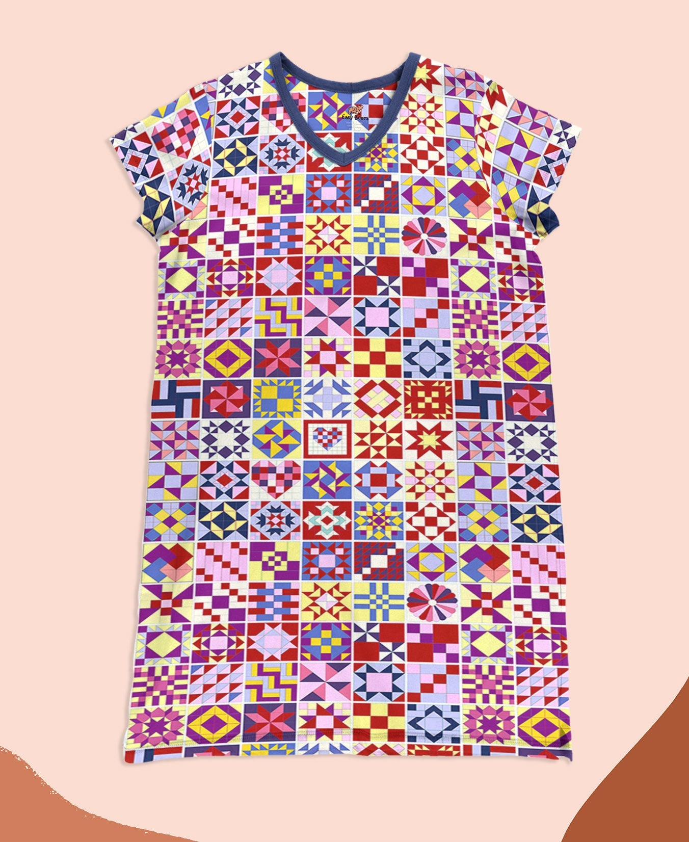 Quilting Pajabears® V-Neck Nightshirts Quilt Blocks Clv01