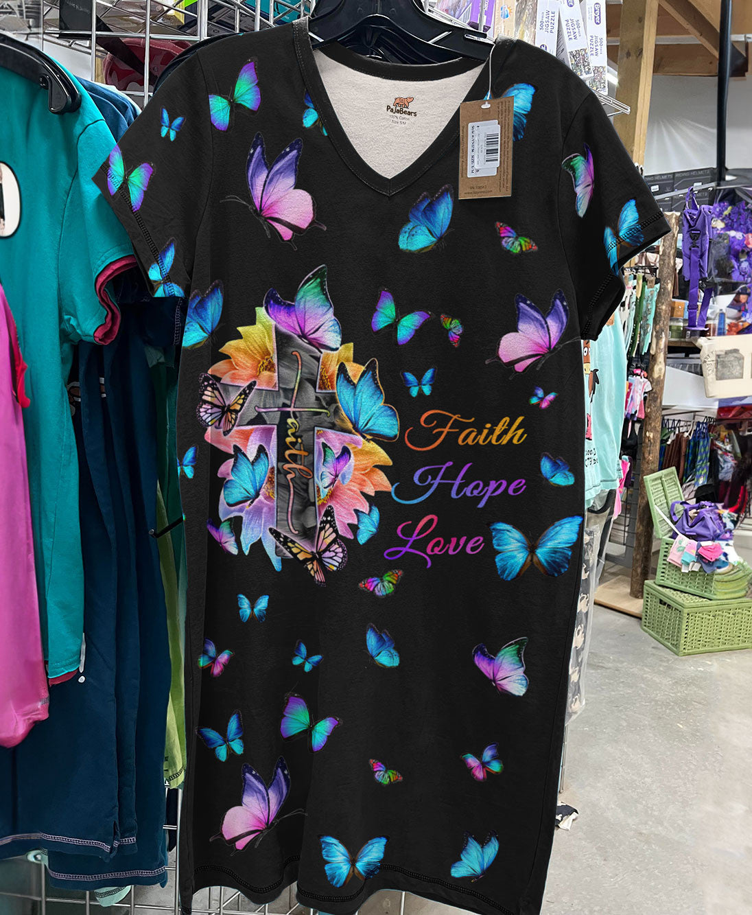 Butterfly Pajabears® V-Neck Nightshirts Faith Hope Love Ctl10