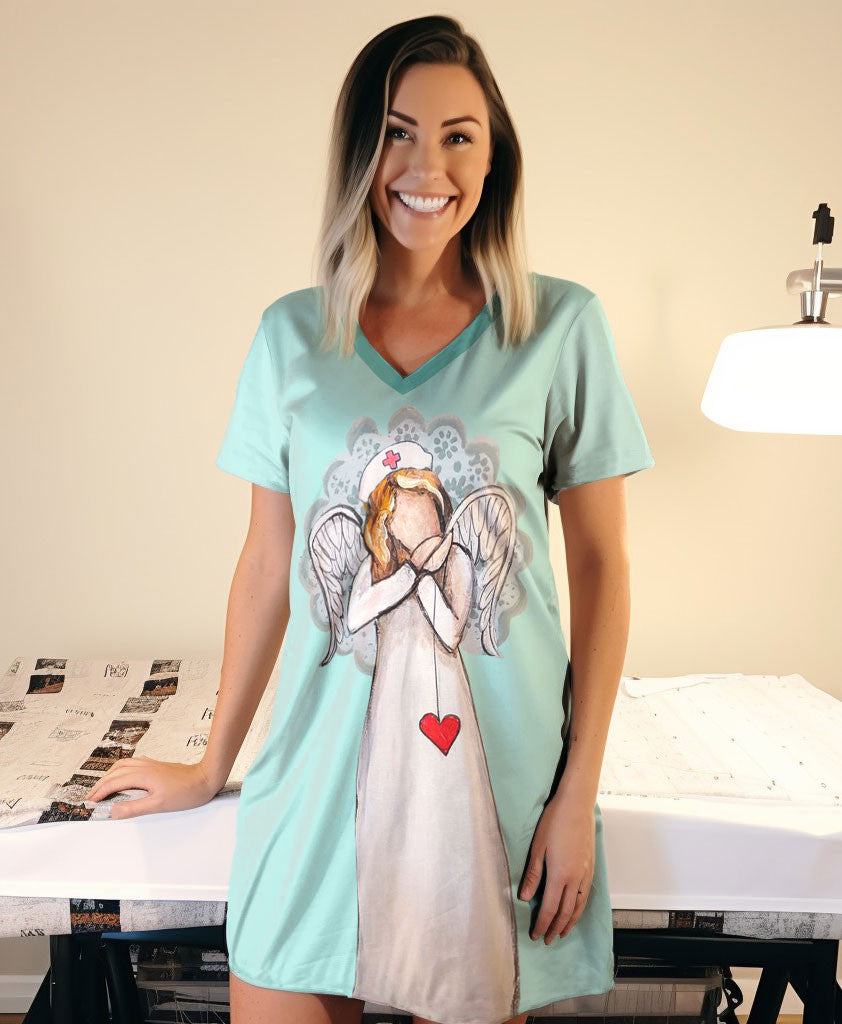 Nurse Pajabears® V-Neck Nightshirts My Heart Ctl10